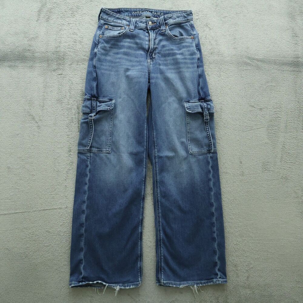 American Eagle Jeans Women's 2R Super High-Rise Baggy Wide-Leg Denim 30" Inseam